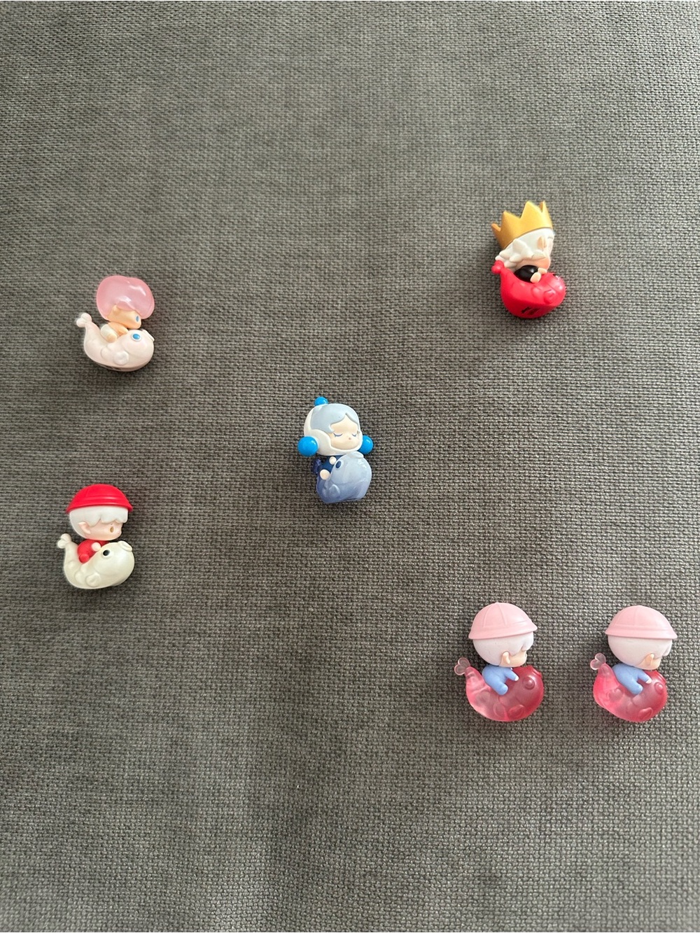 Mini Baby Character Figure Set - Pink, Red, Blue Assortment